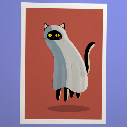 Slinky Ghost Cat Print