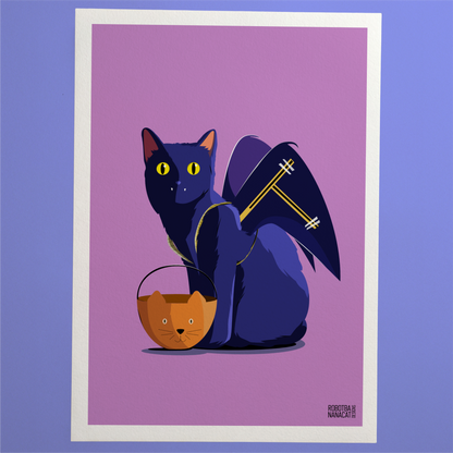 Black Cat Bat Costume Art Print