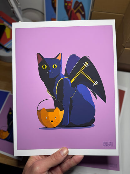 Black Cat Bat Costume Art Print