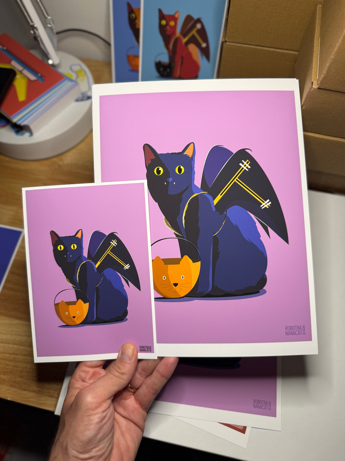Black Cat Bat Costume Art Print