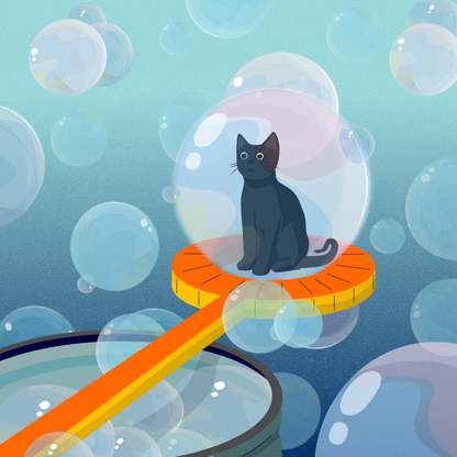 Bubble Wand Cat Print