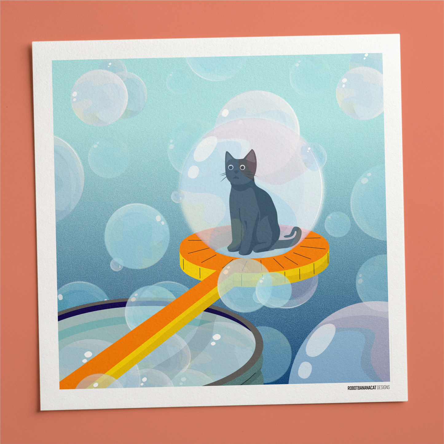 Bubble Wand Cat Print
