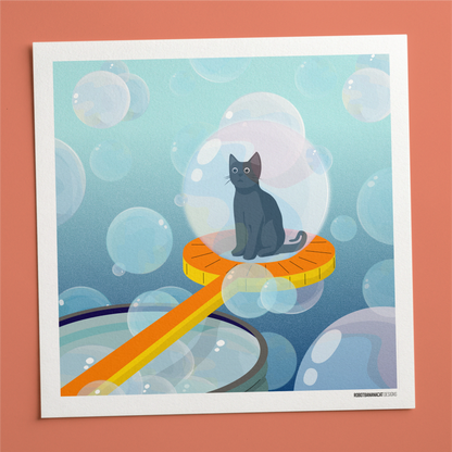 Bubble Wand Cat Print