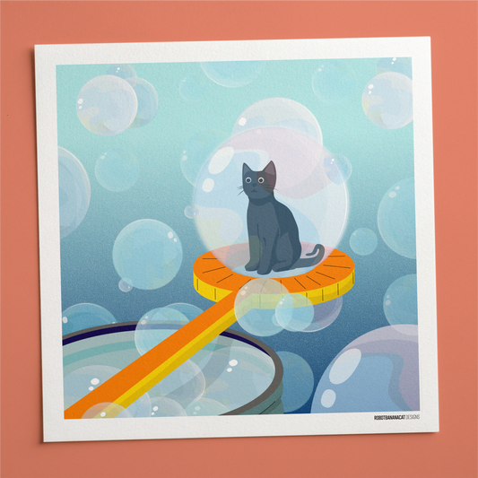 Bubble Wand Cat Print