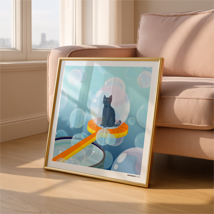 Bubble Wand Cat Print