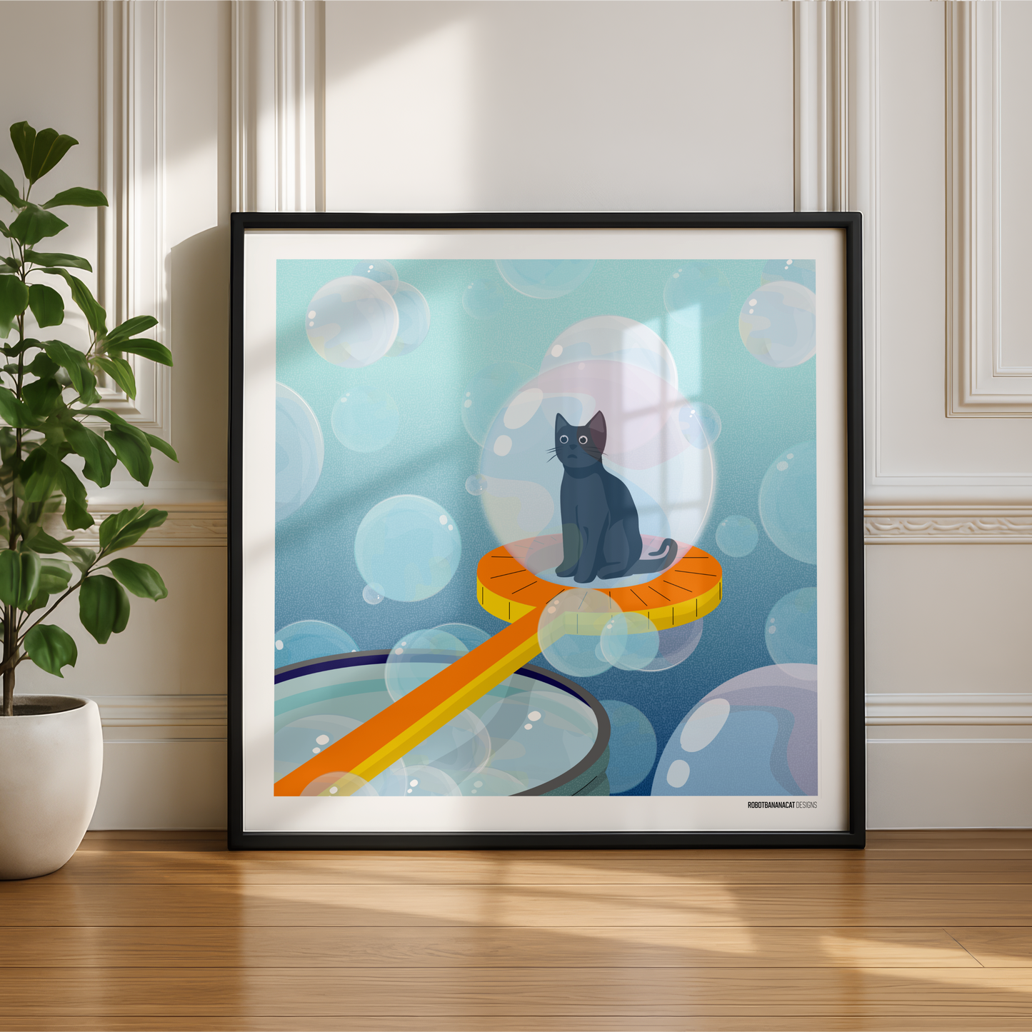 Bubble Wand Cat Print
