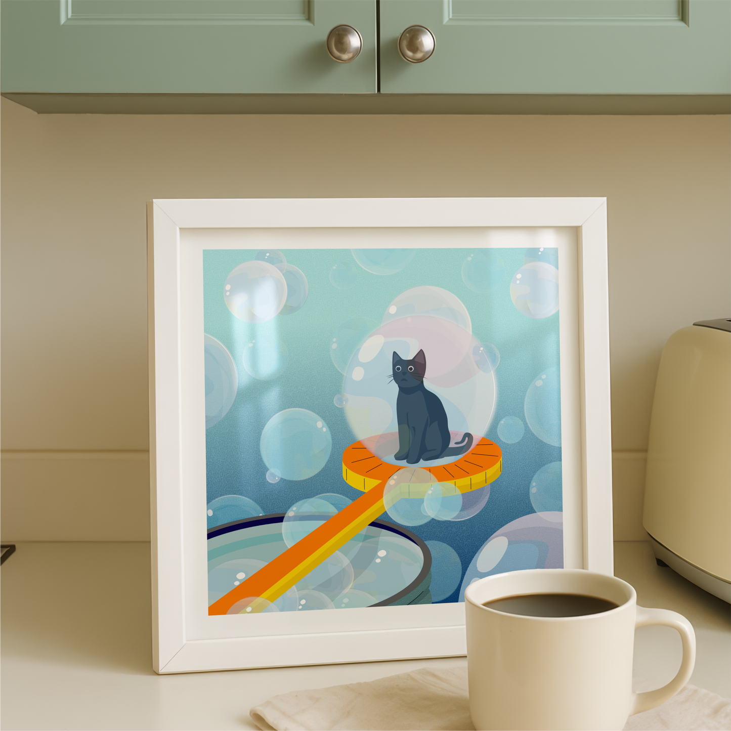 Bubble Wand Cat Print