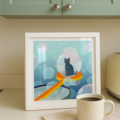 Bubble Wand Cat Print