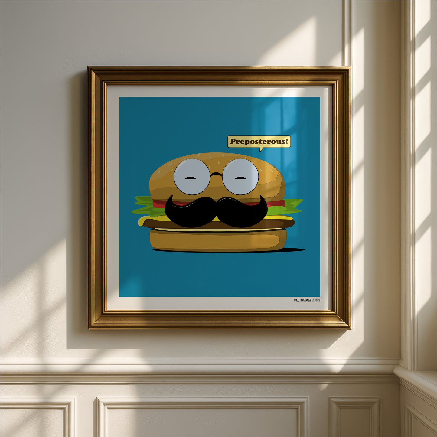 Preposterous! Mustache Cheeseburger Print