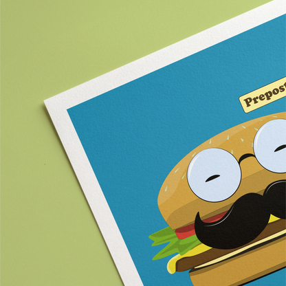 Preposterous! Mustache Cheeseburger Print