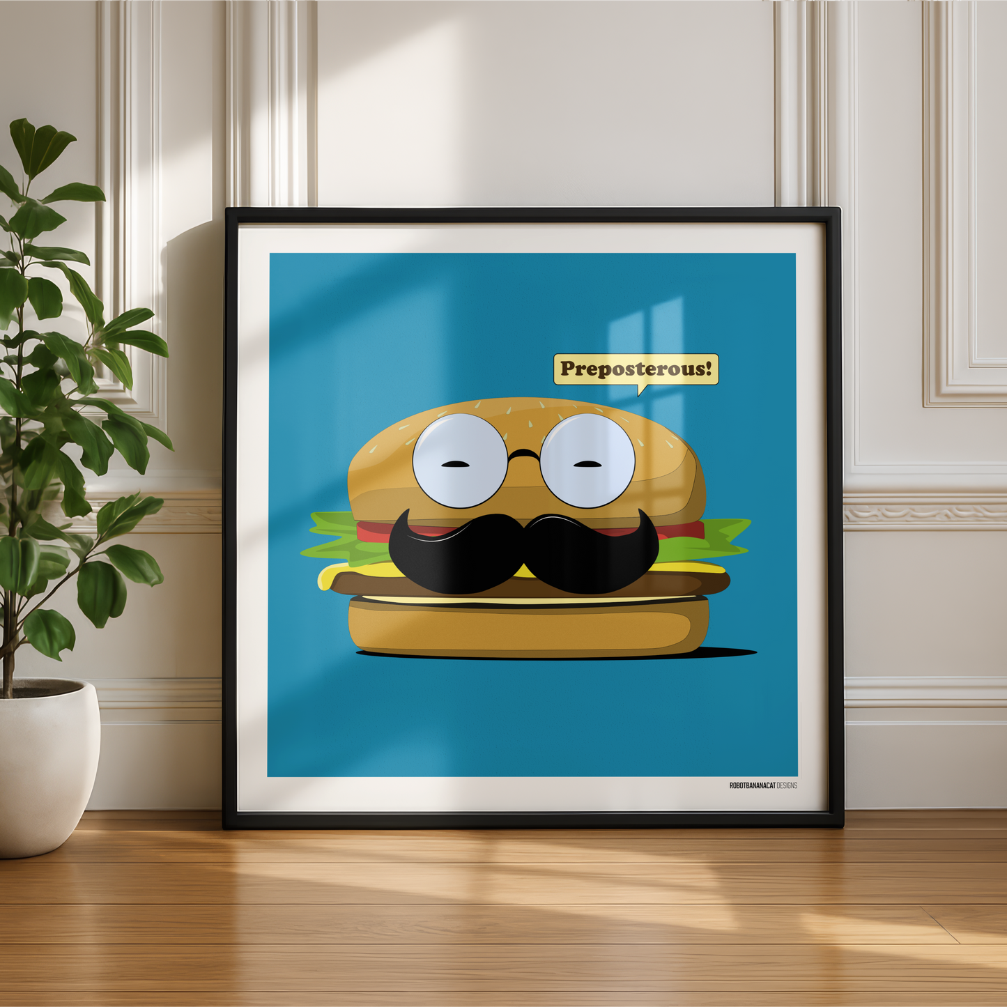 Preposterous! Mustache Cheeseburger Print
