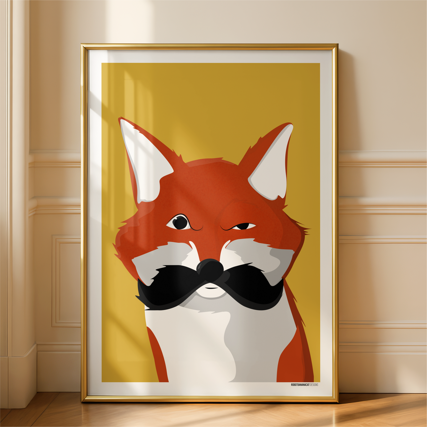 Mustache Fox Print