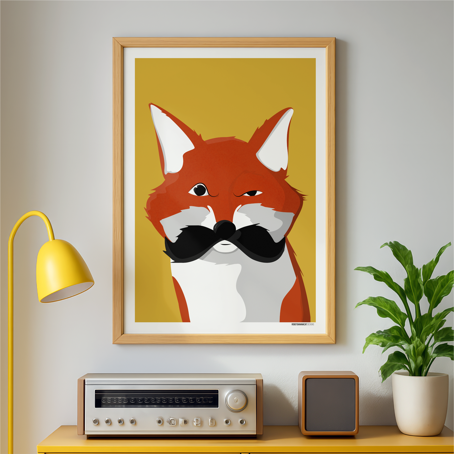 Mustache Fox Print