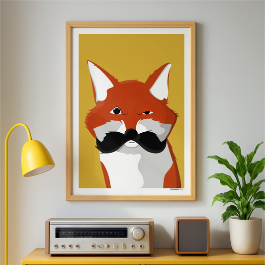 Mustache Fox Print