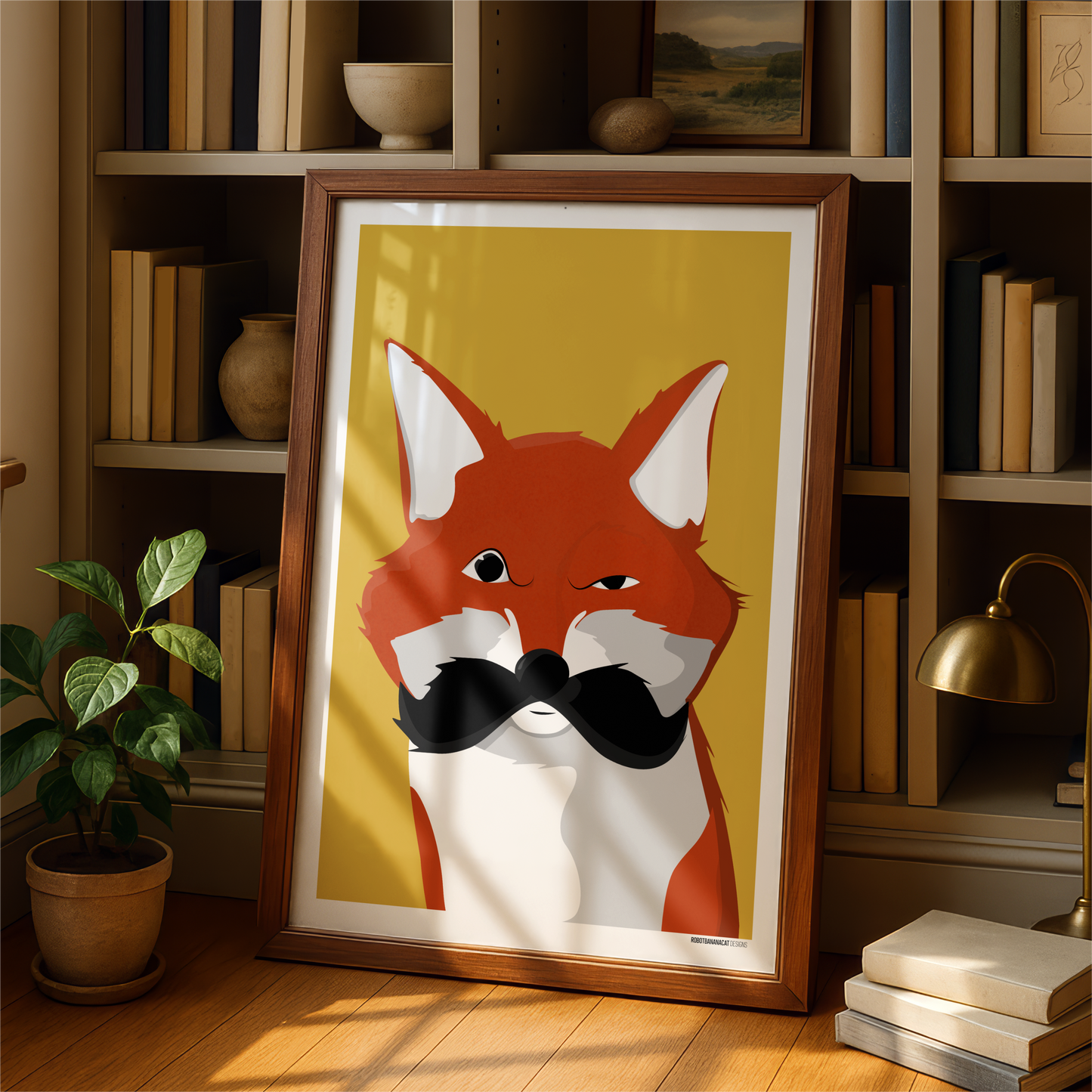 Mustache Fox Print