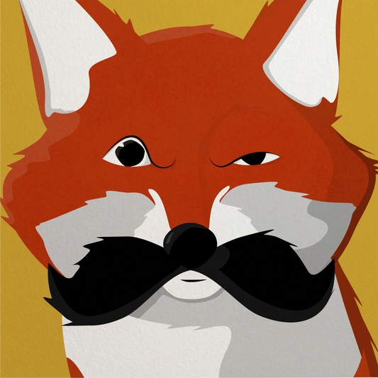 Mustache Fox Print
