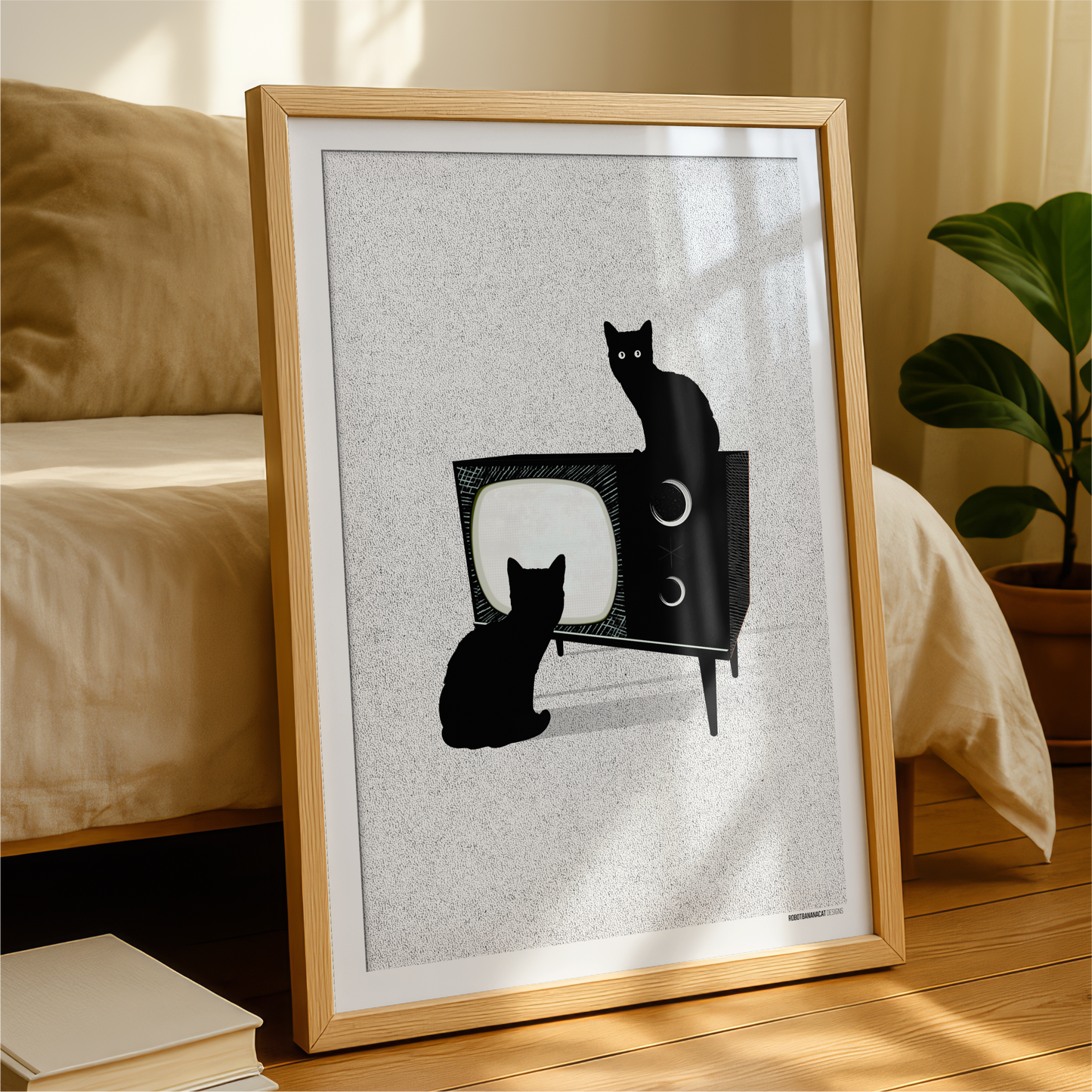 TV Cats Watching You Print