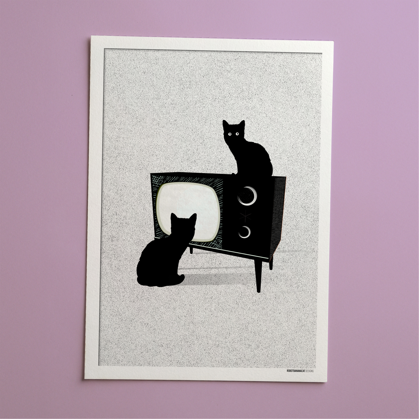 TV Cats Watching You Print