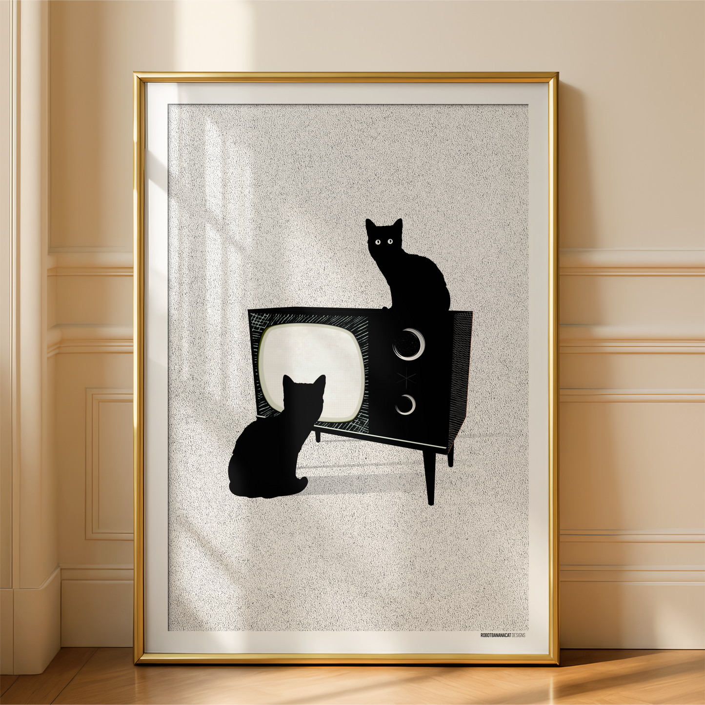 TV Cats Watching You Print