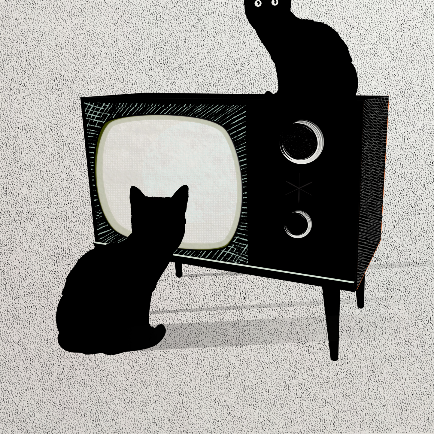 TV Cats Watching You Print