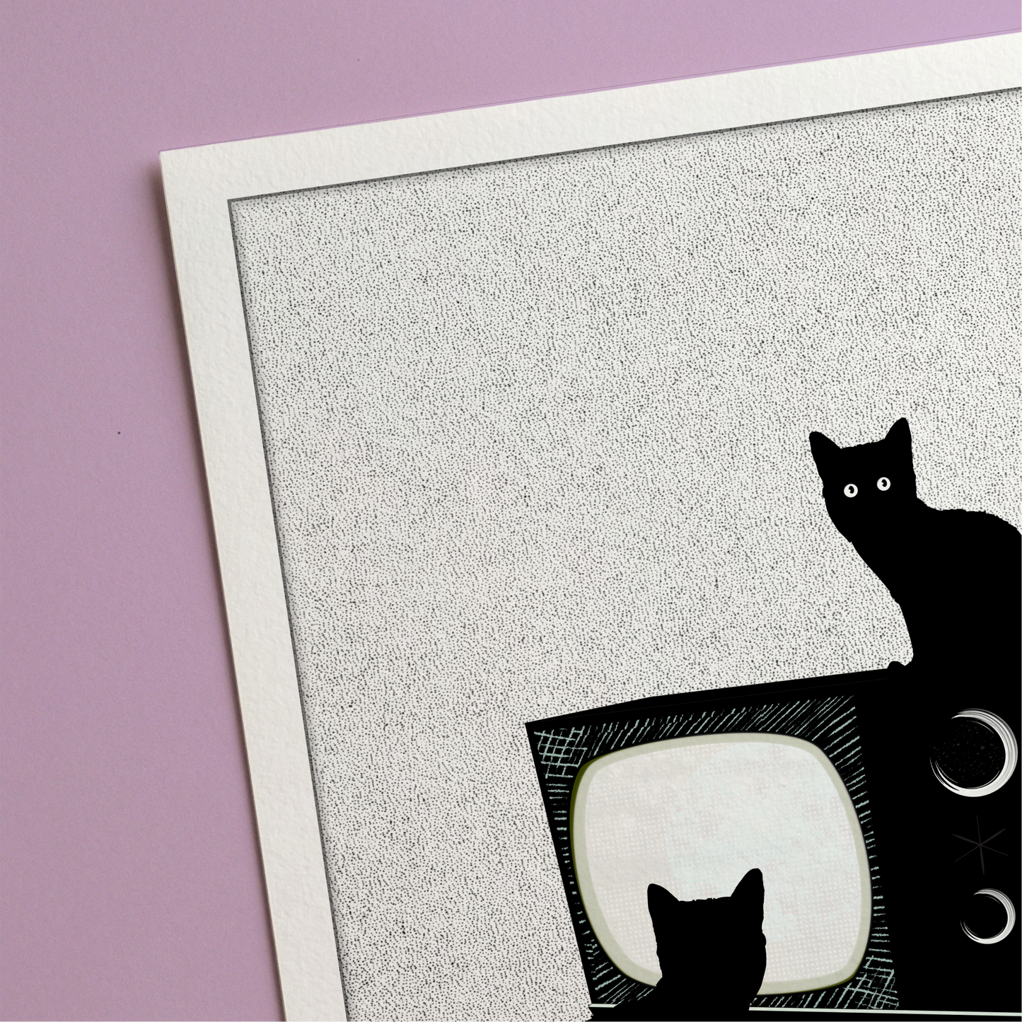TV Cats Watching You Print