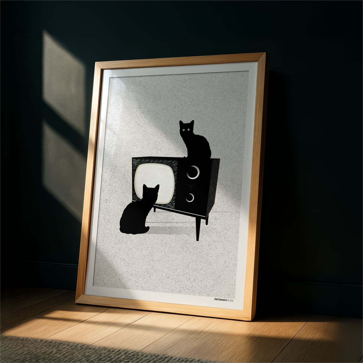 TV Cats Watching You Print