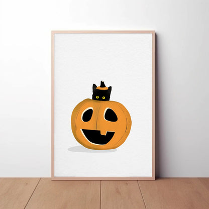 Pumpkin Cat Print