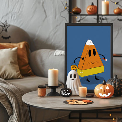 Cardboard Candy Corn Costume - Original Printed Illustration - Fun Halloween Art - Lovely Fall Decor - Unique Printing - Vibrant and Cute