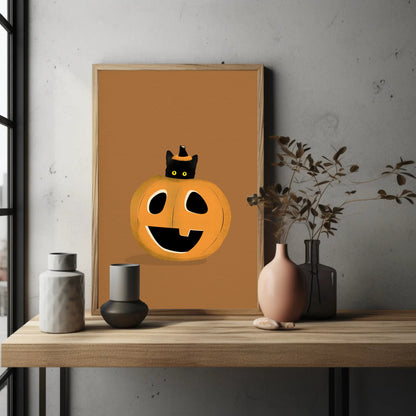 Pumpkin Cat Print