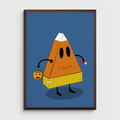 Cardboard Candy Corn Costume - Original Printed Illustration - Fun Halloween Art - Lovely Fall Decor - Unique Printing - Vibrant and Cute