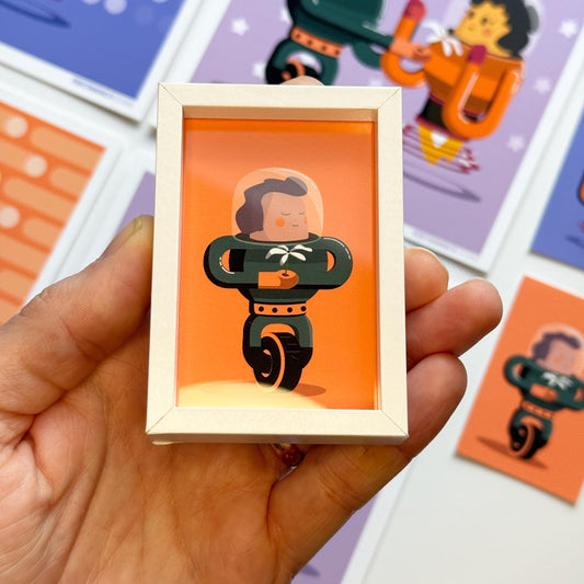 Mini Robot Romance Set - 2x3 inch Framed Couple