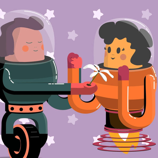 Romantic Robots Together Print