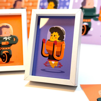 Mini Robot Romance Set - 2x3 inch Framed Couple