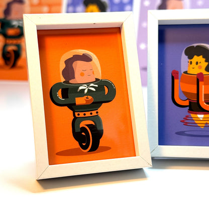 Mini Robot Romance Set - 2x3 inch Framed Couple