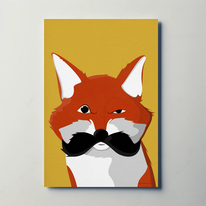 Mustache Fox Print