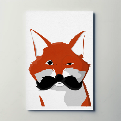 Mustache Fox Print