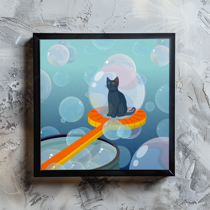 Bubble Wand Cat Print