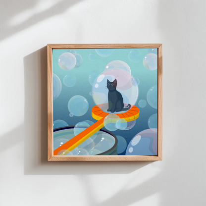 Bubble Wand Cat Print