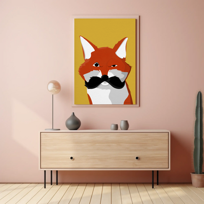 Mustache Fox Print