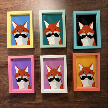 Mustache Fox - Mini Framed Art